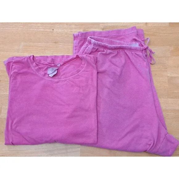 Hot Cotton Woman Marc Ware 2-pc Casual Outfit 3X T-shirt & 2X Capri Pants Pink - Picture 1 of 14